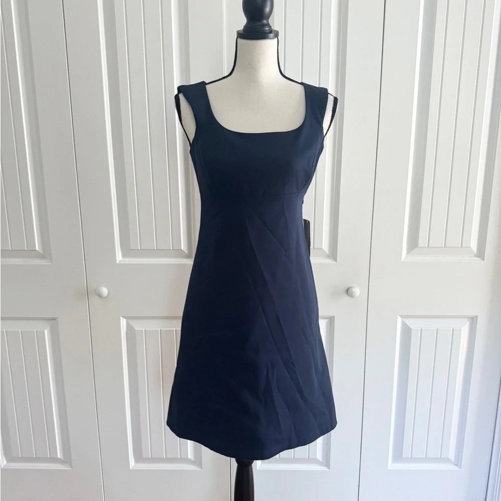 CHAIKEN Navy Blue Portrait Neck Sheath Dress Sleeveless Size 2 NWT
